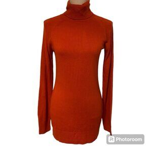 TEX By MAX AZRIA SWEATER TURTLENECK RUST ORANGE LONG SLEEVE LIGHTWEIGHT SIZE S